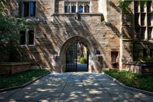 Building with arched walkway through center