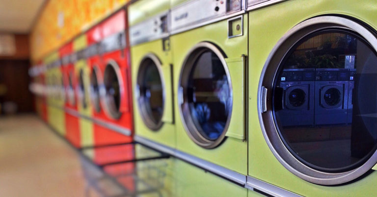 colorful row of washing machines