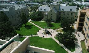 aerial view of college quad