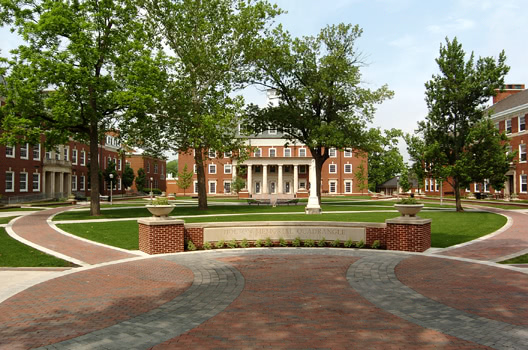 College Quad surrounded by buildings