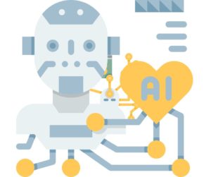 graphic of robot with AI "heart" removed from it.